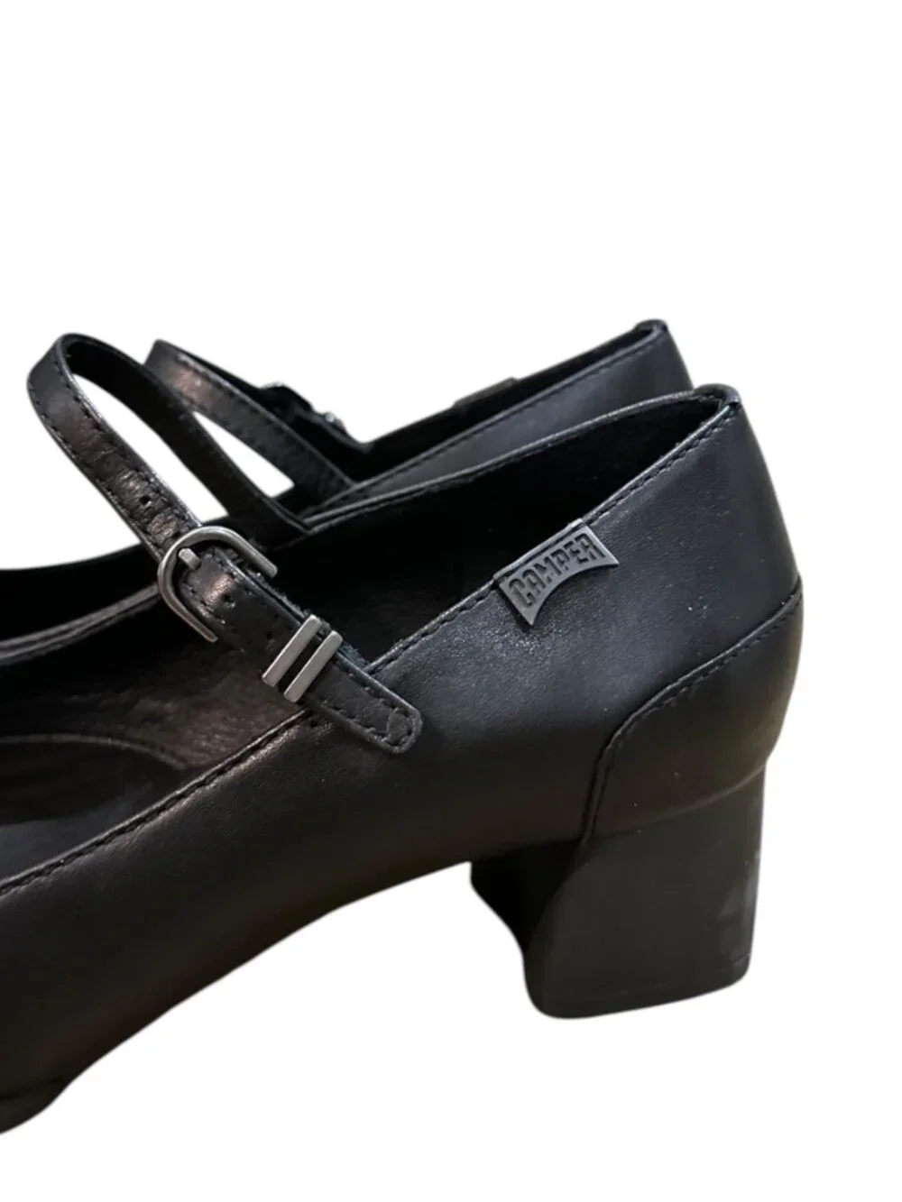 Camper Katie Black Leather Mary Janes Sandals for Women